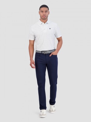 Camisa Polo Ben Sherman Chequerboard Geo Blancas | 769-IDPZCU