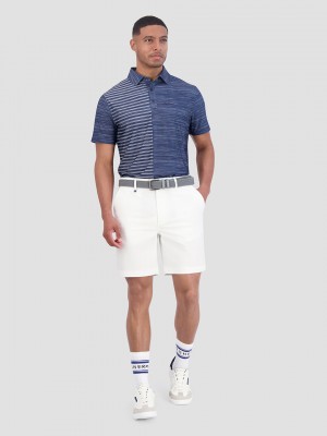 Camisa Polo Ben Sherman Melange Stripes Color Block Tech Jersey Sports Fit Azul Marino | 249-MNWAZT