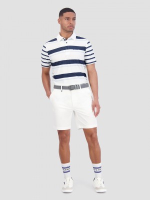 Camisa Polo Ben Sherman Mixed Mod Stripes Tech Jersey Sports Fit Azules | 597-FTPEWZ