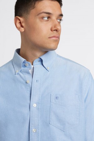 Camisas Ben Sherman Brighton Oxford Organic Azules | 521-MHIDTA