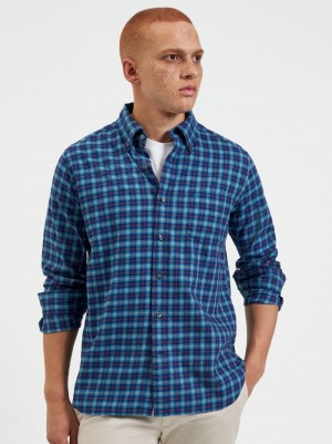 Camisas Ben Sherman House Tartan Twill Azul Marino | 297-QYLGVI