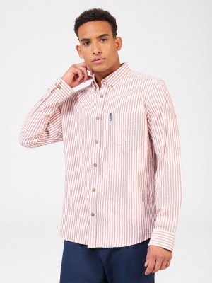 Camisas Ben Sherman Recycled Cotton Oxford Stripe Naranjas | 548-ZHEBJQ