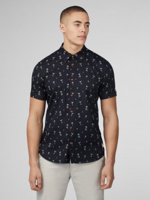 Camisas Ben Sherman Scattered Negras | 548-OFVKUZ