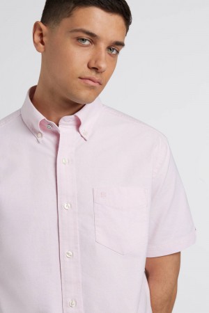 Camisas Ben Sherman Short Sleeve Brighton Oxford Organic Rosas | 059-XLDHNW