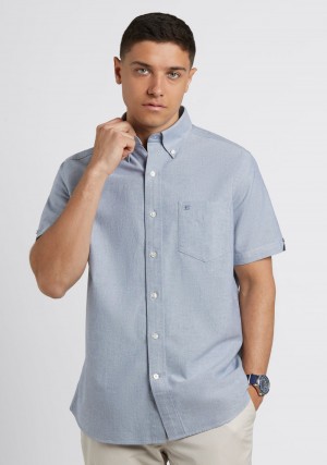 Camisas Ben Sherman Short Sleeve Brighton Oxford Organic Azul Marino | 236-OPLNVX