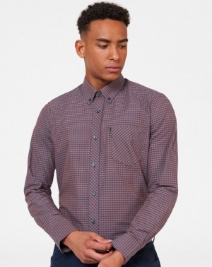 Camisas Ben Sherman Signature Gingham Long-Sleeve Moradas | 107-NTFWUH