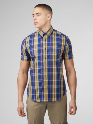 Camisas Ben Sherman Signature Irregular Check Azules | 327-LQSRUT