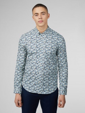 Camisas Ben Sherman Signature Multicolor Floral Azules | 156-YRLKJB