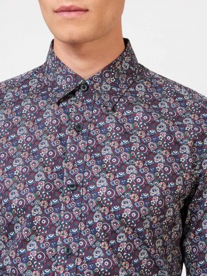 Camisas Ben Sherman Winter Floral Moradas | 684-JXGOZP