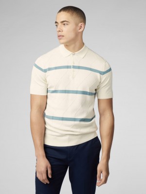 Prendas De Punto Ben Sherman Signature Argyle Stripe Polo Blancas | 680-NZWXPK