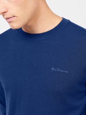 Prendas De Punto Ben Sherman Signature Merino Crewneck Azules | 572-OMVABD