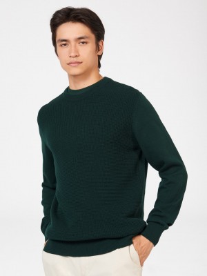 Prendas De Punto Ben Sherman Textured Crewneck Verde Oscuro | 548-LSZUXB