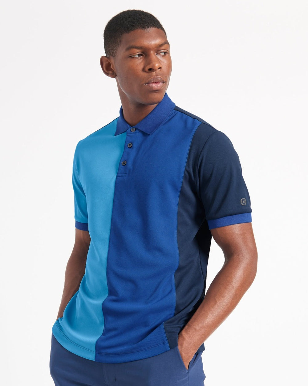 Camisa Polo Ben Sherman 360 Motion Stretch Colorblock Azules Azul Real | 261-KHPJBC