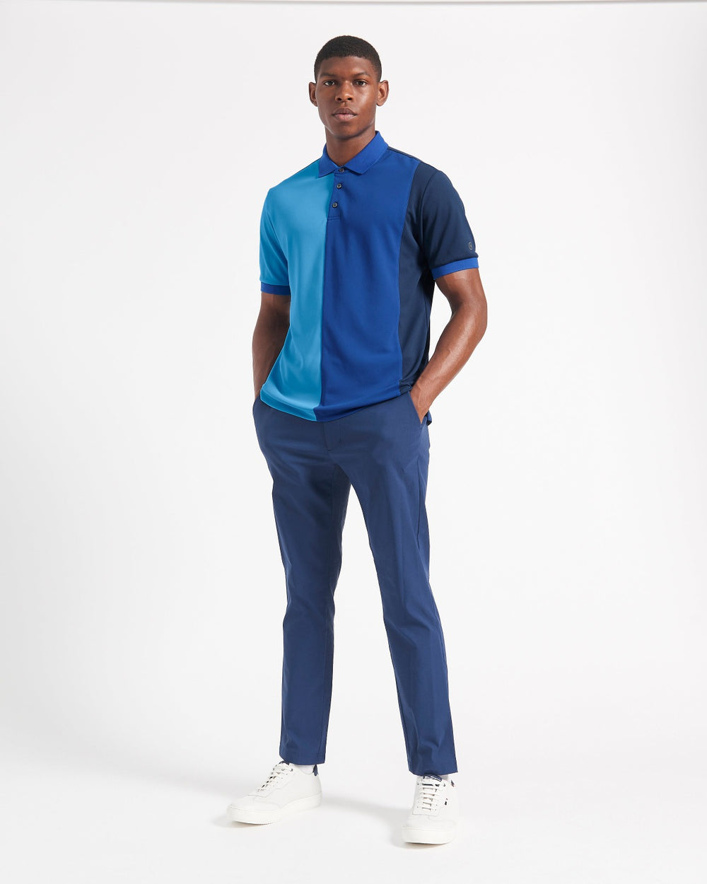 Camisa Polo Ben Sherman 360 Motion Stretch Colorblock Azules Azul Real | 261-KHPJBC