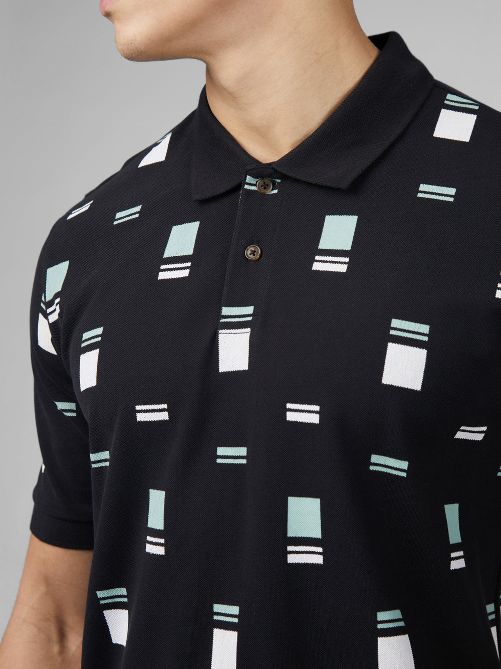 Camisa Polo Ben Sherman B by Ben Sherman Scatter Chequerboard Mod Stripe Negras | 395-WIZCRF