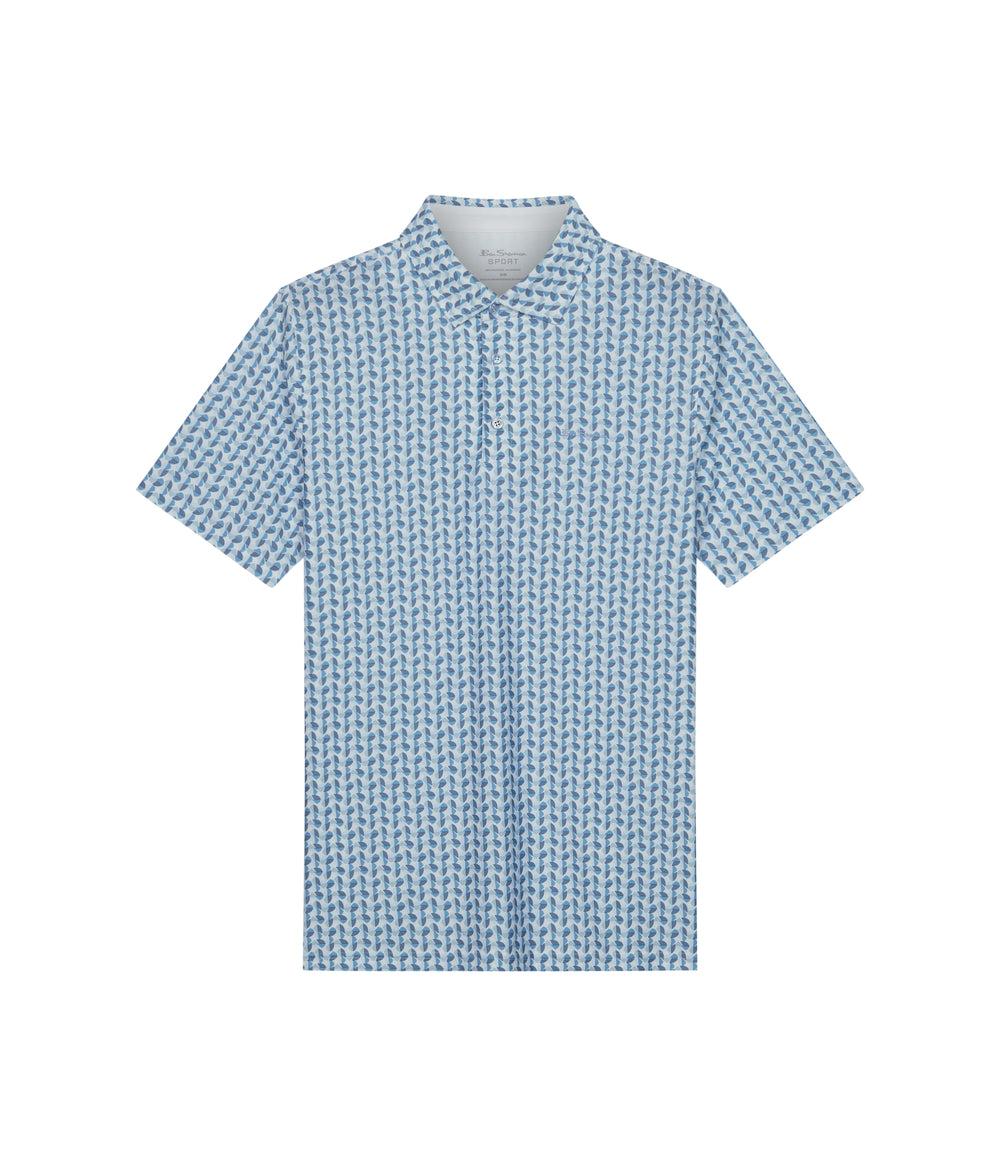 Camisa Polo Ben Sherman Bauhaus Geo Tech Jersey Sports Fit Azules | 041-JWSTAX