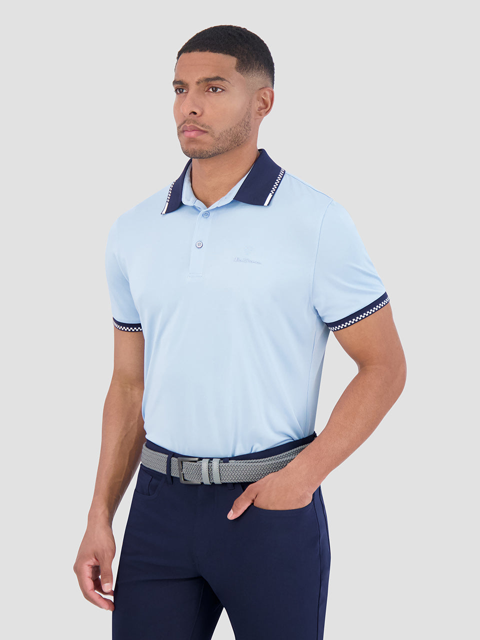 Camisa Polo Ben Sherman Checker Rib Air Pique Sports Fit Azules | 509-KXRMTC