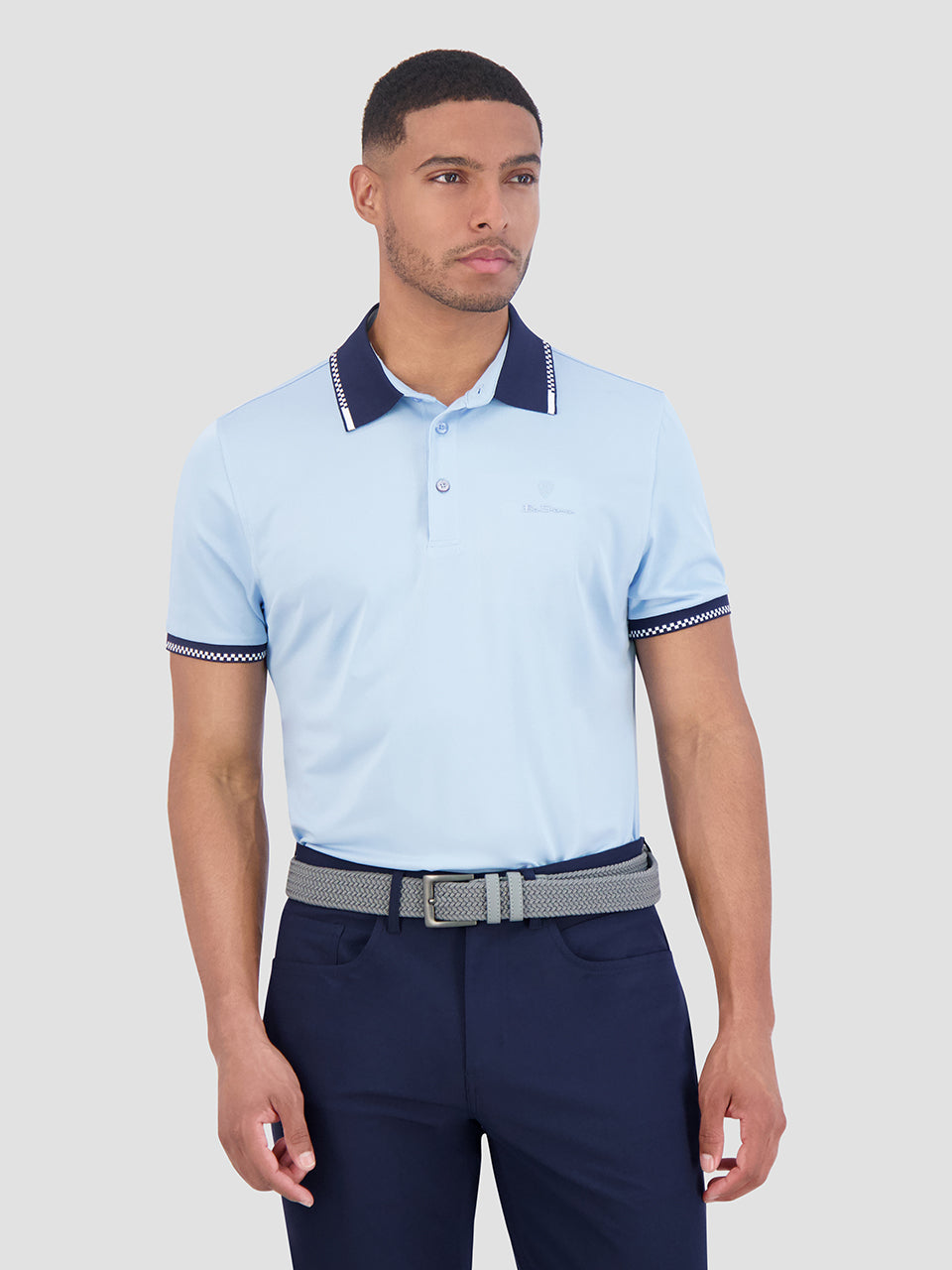 Camisa Polo Ben Sherman Checker Rib Air Pique Sports Fit Azules | 509-KXRMTC