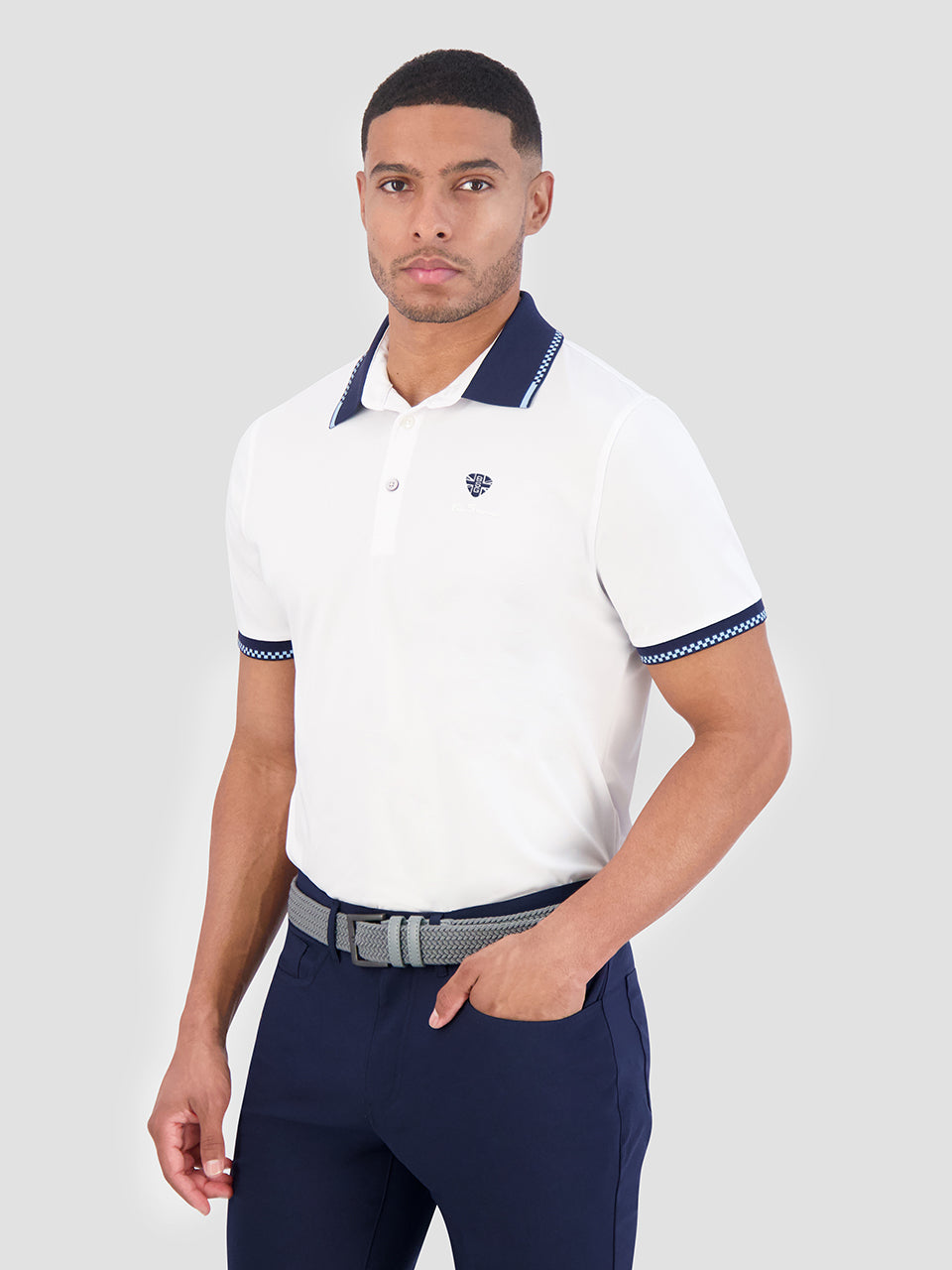 Camisa Polo Ben Sherman Checker Rib Air Pique Sports Fit Blancas | 509-LIVDXK