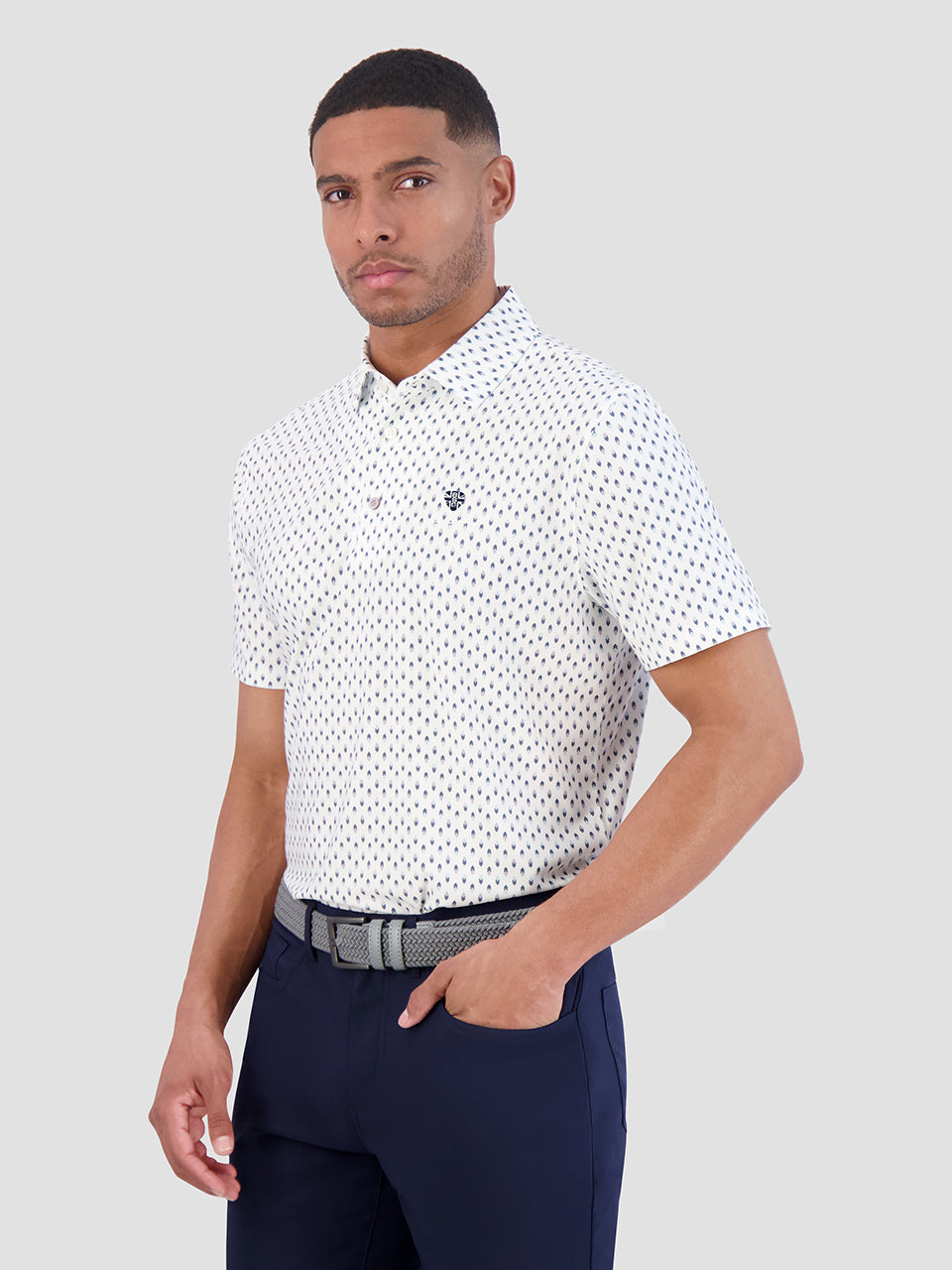 Camisa Polo Ben Sherman Chequerboard Geo Blancas | 769-IDPZCU