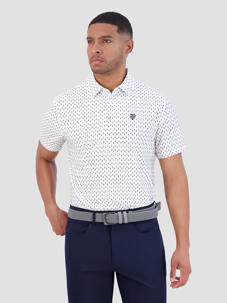 Camisa Polo Ben Sherman Chequerboard Geo Blancas | 769-IDPZCU