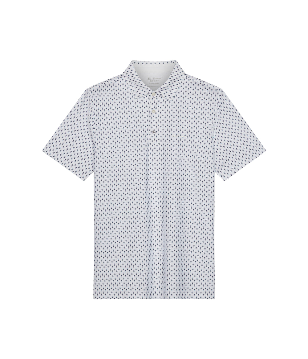 Camisa Polo Ben Sherman Chequerboard Geo Blancas | 769-IDPZCU