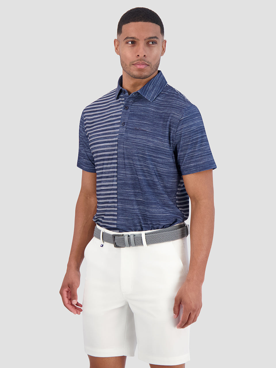 Camisa Polo Ben Sherman Melange Stripes Color Block Tech Jersey Sports Fit Azul Marino | 249-MNWAZT