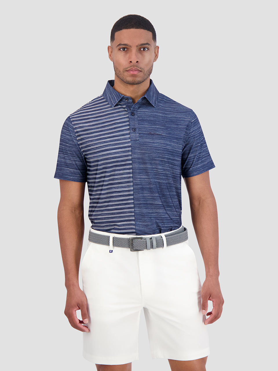 Camisa Polo Ben Sherman Melange Stripes Color Block Tech Jersey Sports Fit Azul Marino | 249-MNWAZT