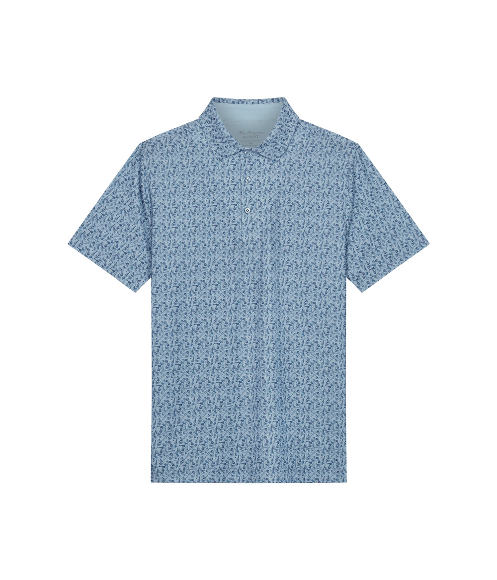 Camisa Polo Ben Sherman Mini Guitar Tech Jersey Sports Fit Azules | 096-AIYLHR