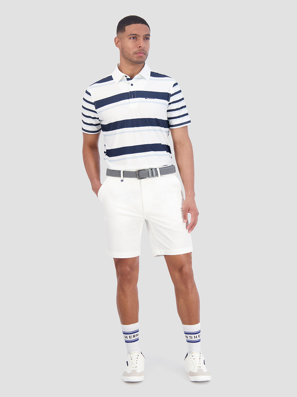 Camisa Polo Ben Sherman Mixed Mod Stripes Tech Jersey Sports Fit Azules | 597-FTPEWZ