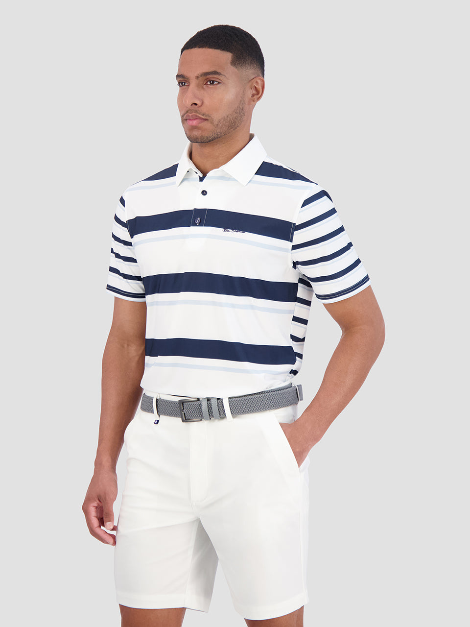 Camisa Polo Ben Sherman Mixed Mod Stripes Tech Jersey Sports Fit Azules | 597-FTPEWZ