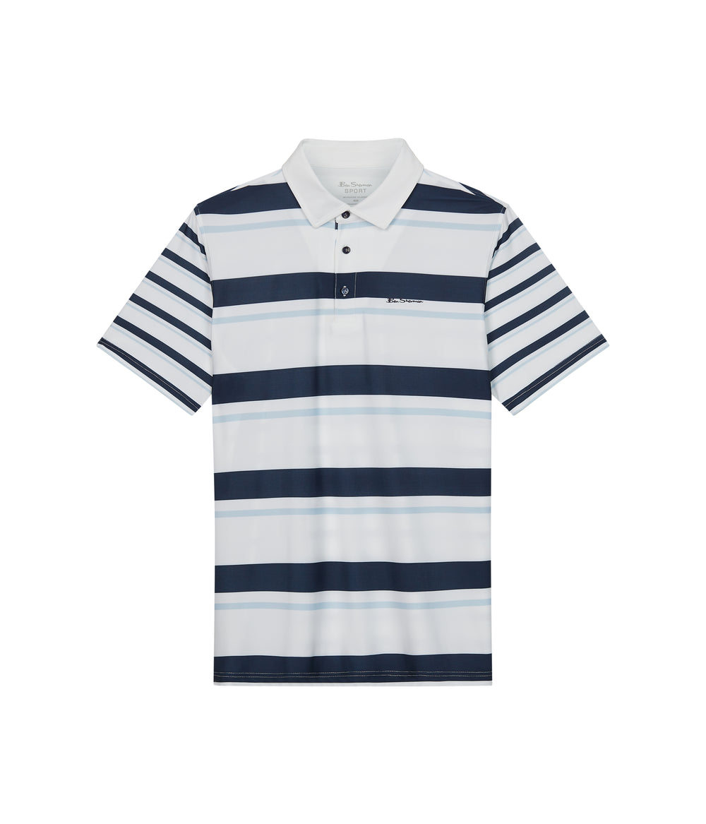 Camisa Polo Ben Sherman Mixed Mod Stripes Tech Jersey Sports Fit Azules | 597-FTPEWZ