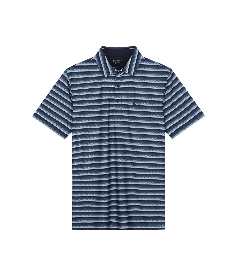 Camisa Polo Ben Sherman Multi Stripe Tech Jersey Sports Fit Azul Marino | 618-BAKTGN