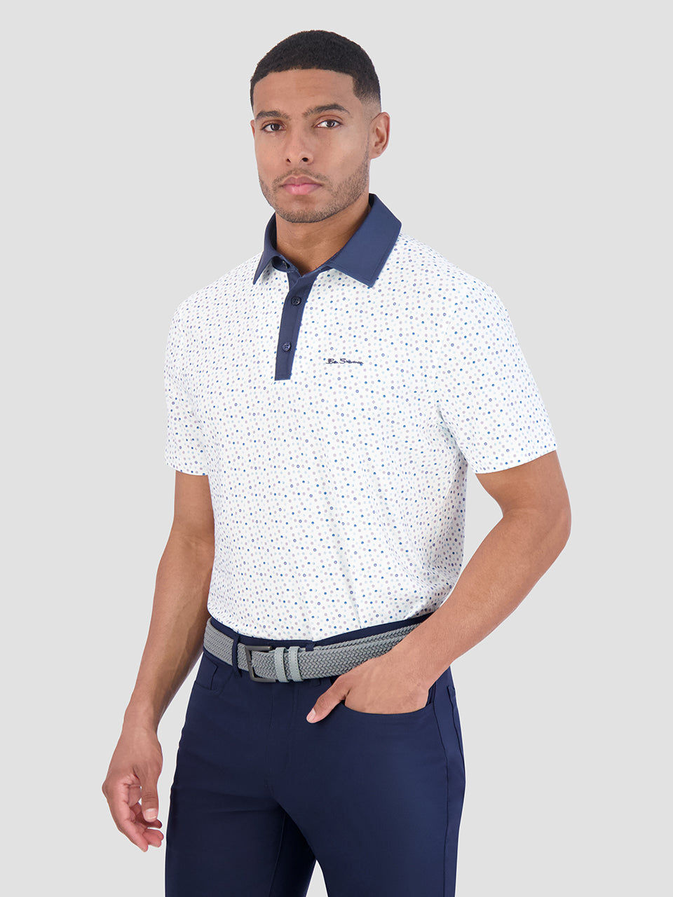 Camisa Polo Ben Sherman Polka Dots Tech Jersey Sports Fit Blancas | 219-NMRUDK