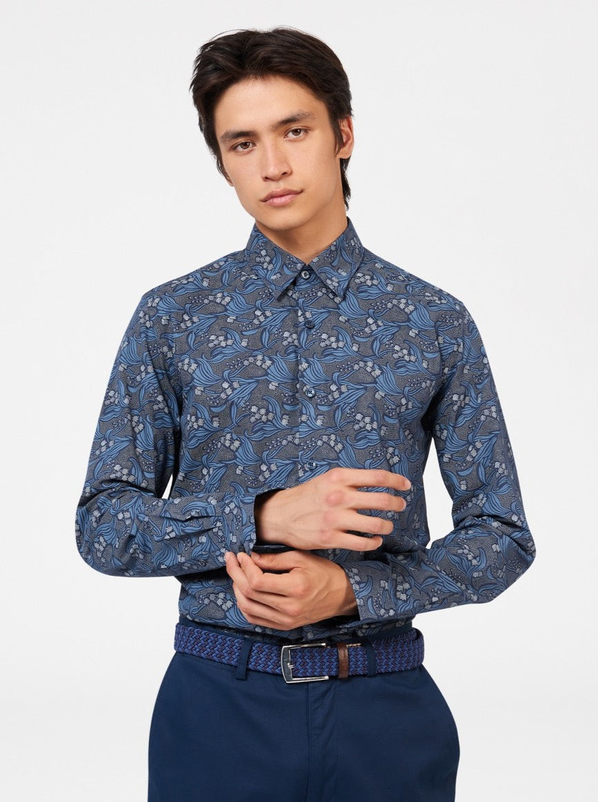 Camisas Ben Sherman Art Nouveau Floral Azul Marino | 954-FKIWCB