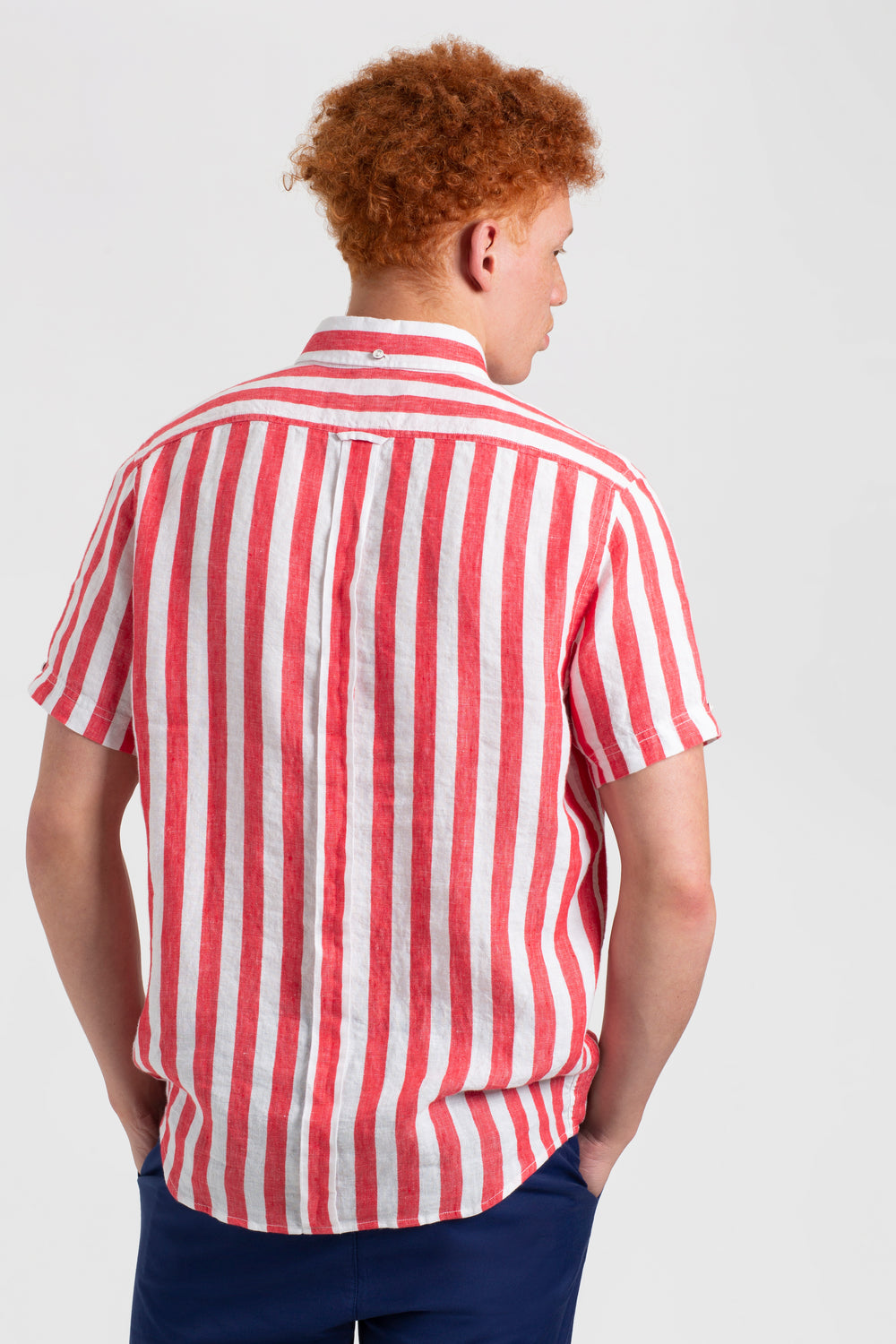 Camisas Ben Sherman B by Ben Sherman Candy Stripe Linen Short Sleeve Rosas Rojas | 206-OQNBYI