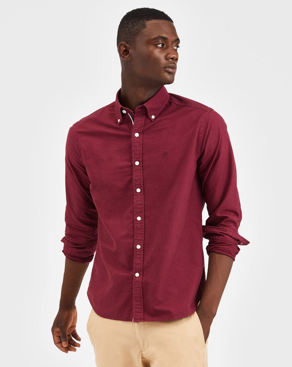 Camisas Ben Sherman Beatnik Oxford Garment Dye Burdeos | 953-PVNDYX