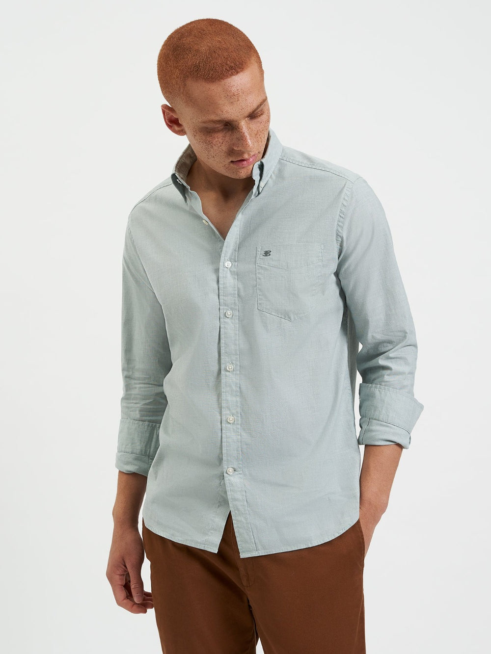 Camisas Ben Sherman Beatnik Wash Long-Sleeve Verde | 247-PSBZJW