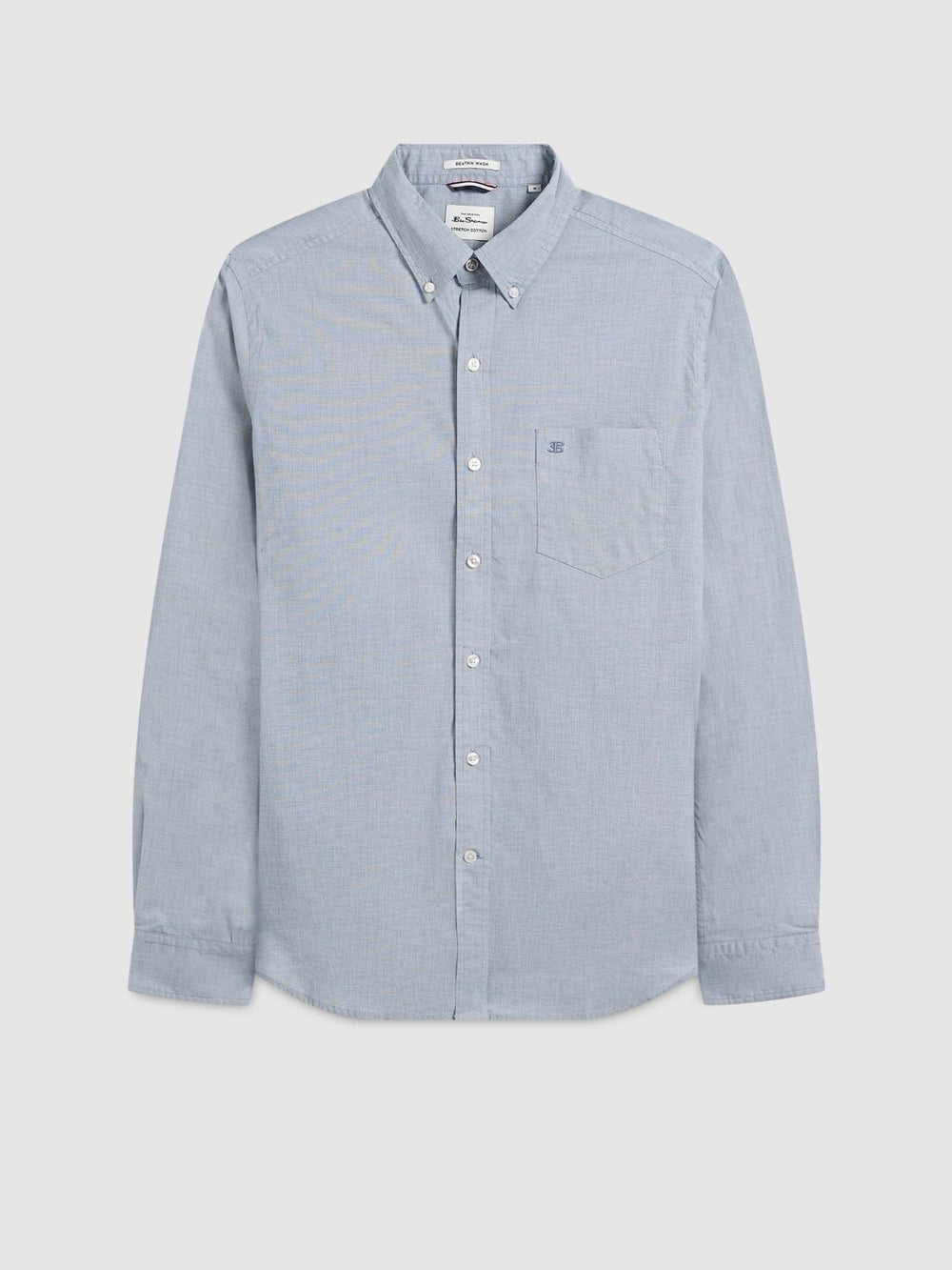 Camisas Ben Sherman Beatnik Wash Long-Sleeve Azul Marino | 672-OVXDYA