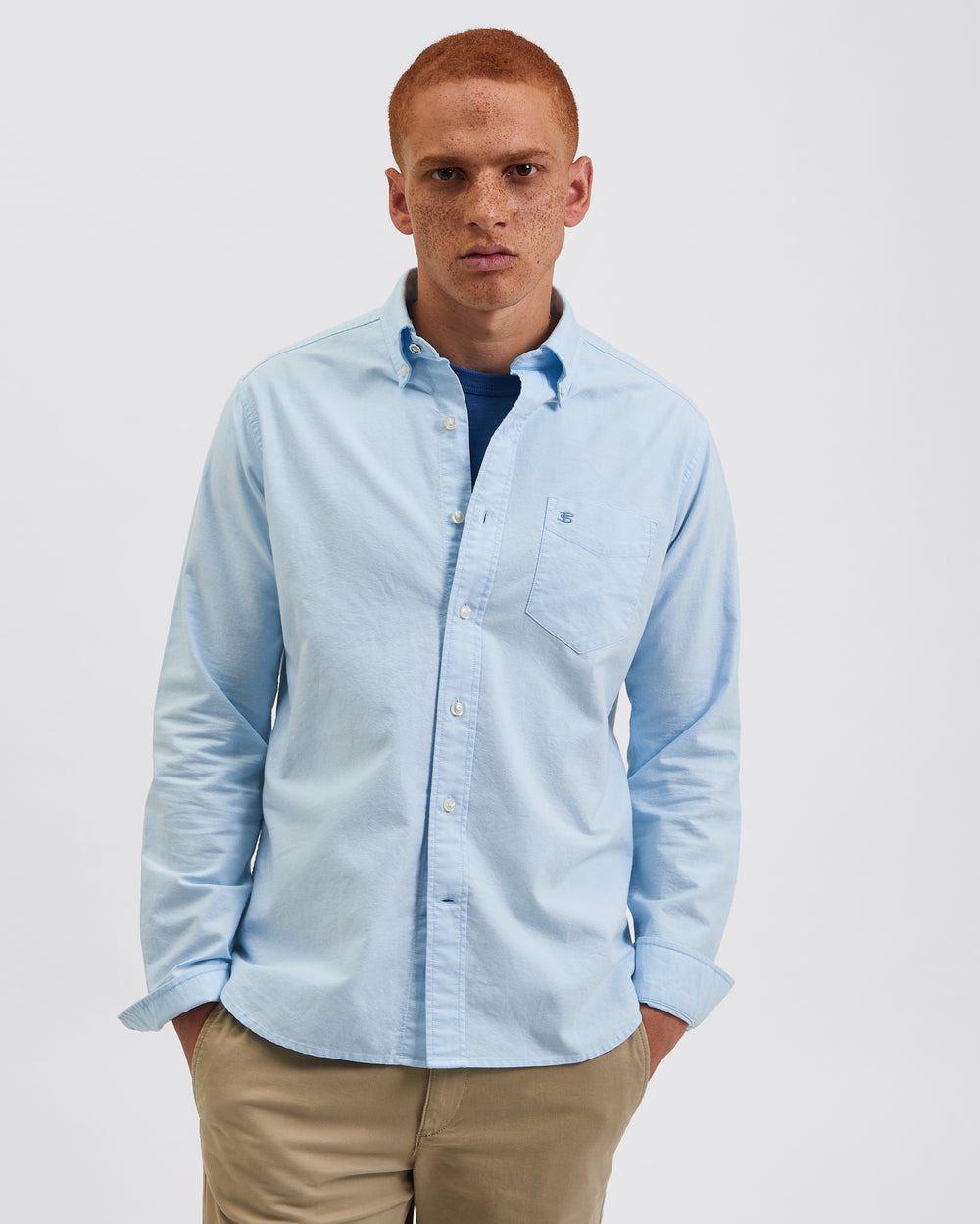 Camisas Ben Sherman Brighton Oxford Organic Azules | 853-SFZGWH