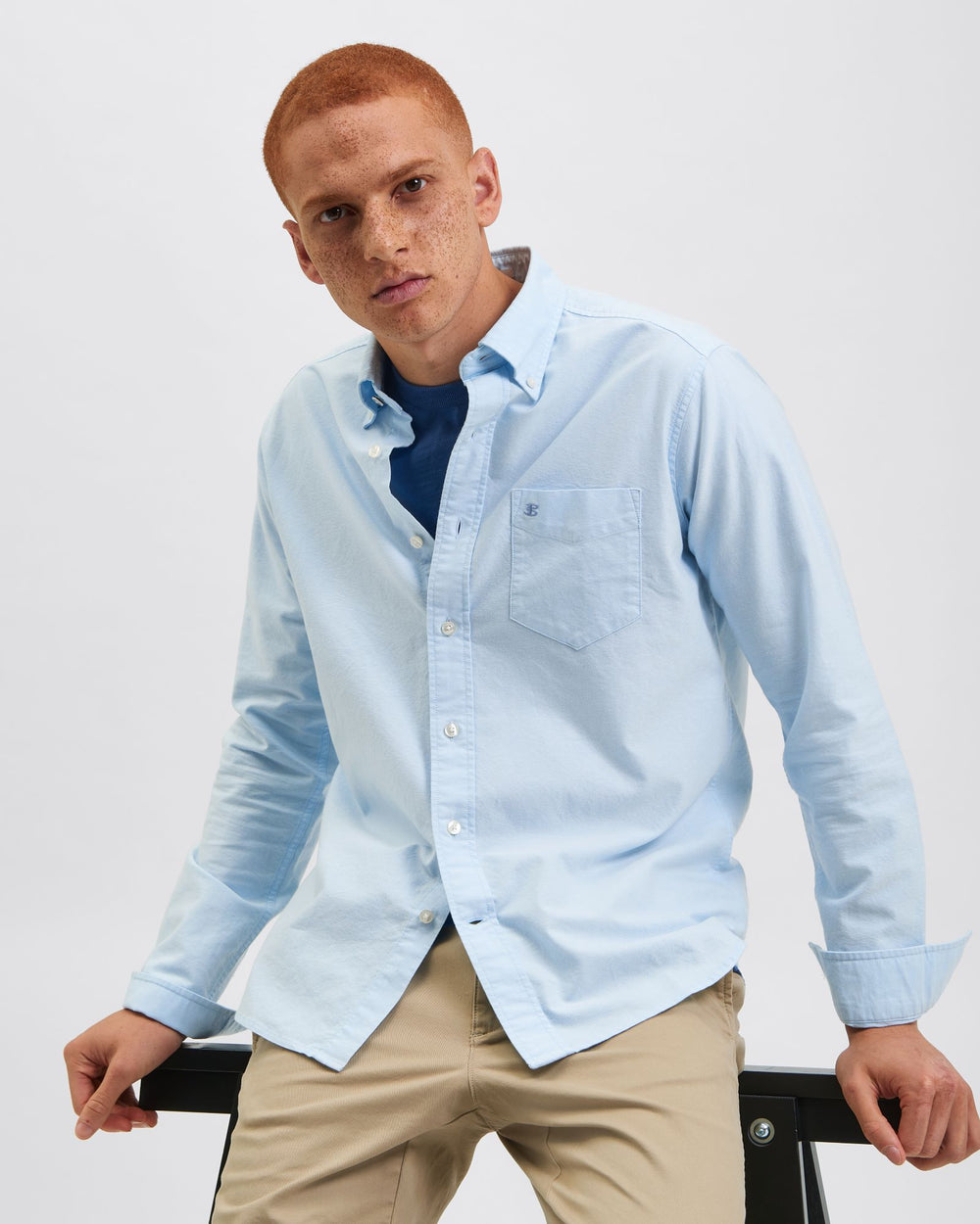 Camisas Ben Sherman Brighton Oxford Organic Azules | 853-SFZGWH