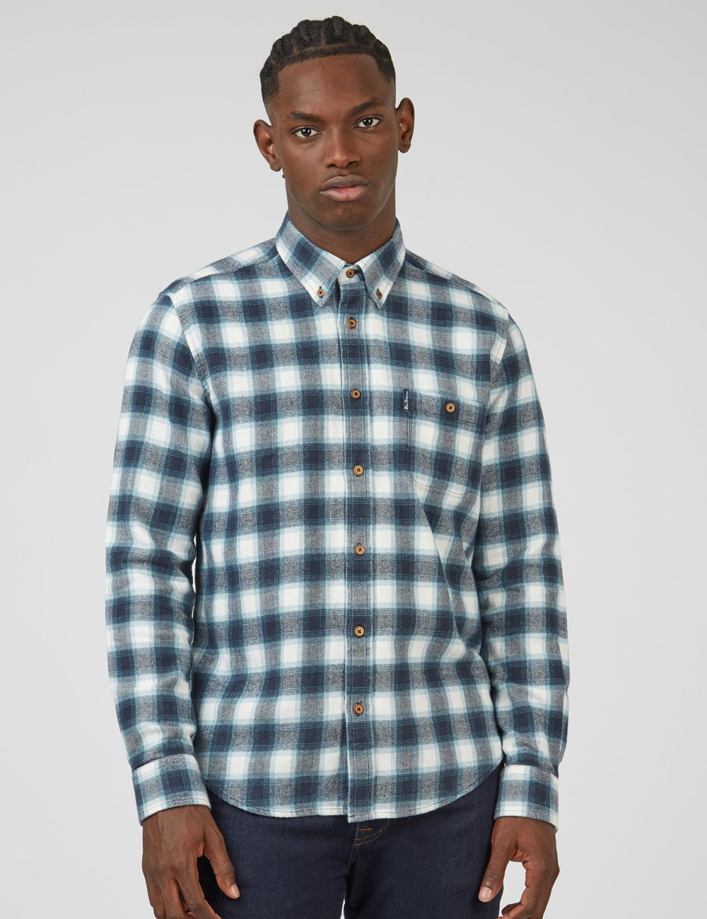 Camisas Ben Sherman Brushed Ombre Check Flannel Verde | 754-JSWNKY