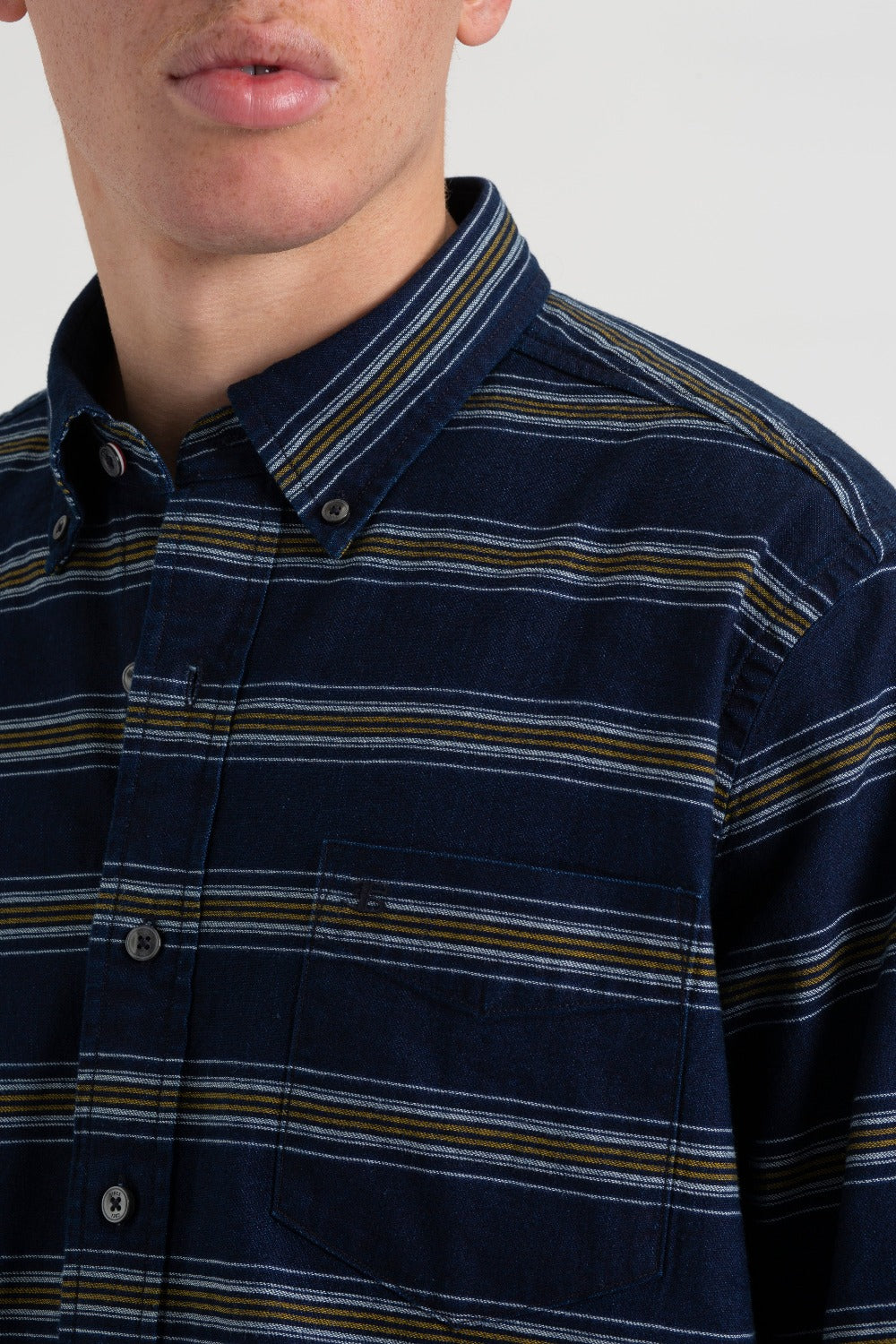 Camisas Ben Sherman Dalston Blues Long Sleeve Indigo Stripe Indigo | 179-DONBIY