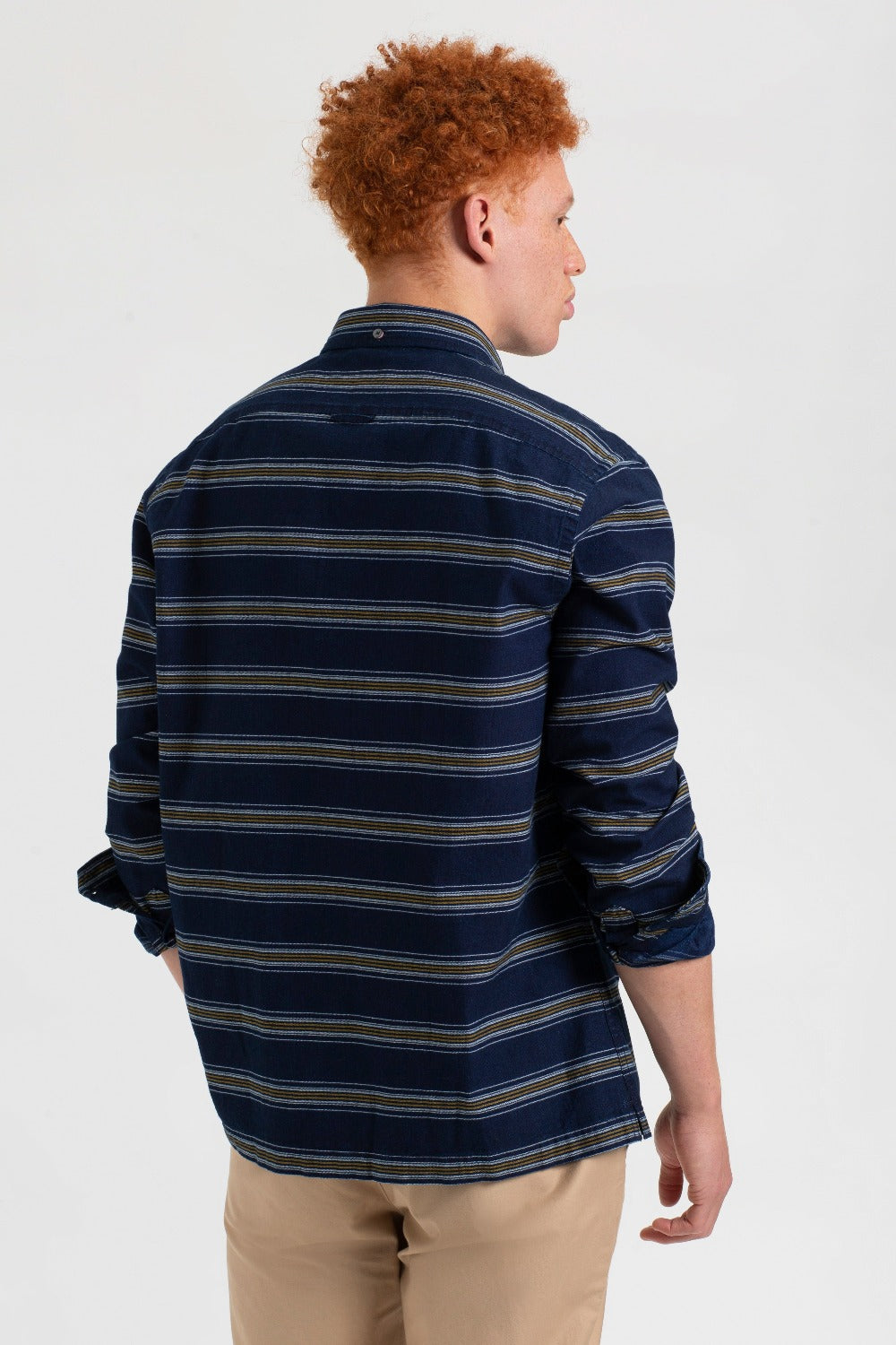 Camisas Ben Sherman Dalston Blues Long Sleeve Indigo Stripe Indigo | 179-DONBIY