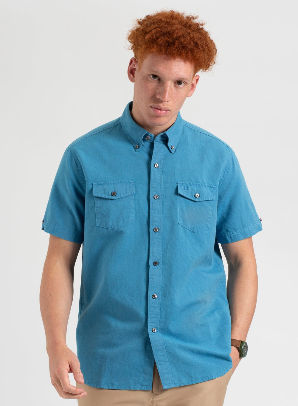 Camisas Ben Sherman Garment Dye Linen Azules | 693-DZSUGK