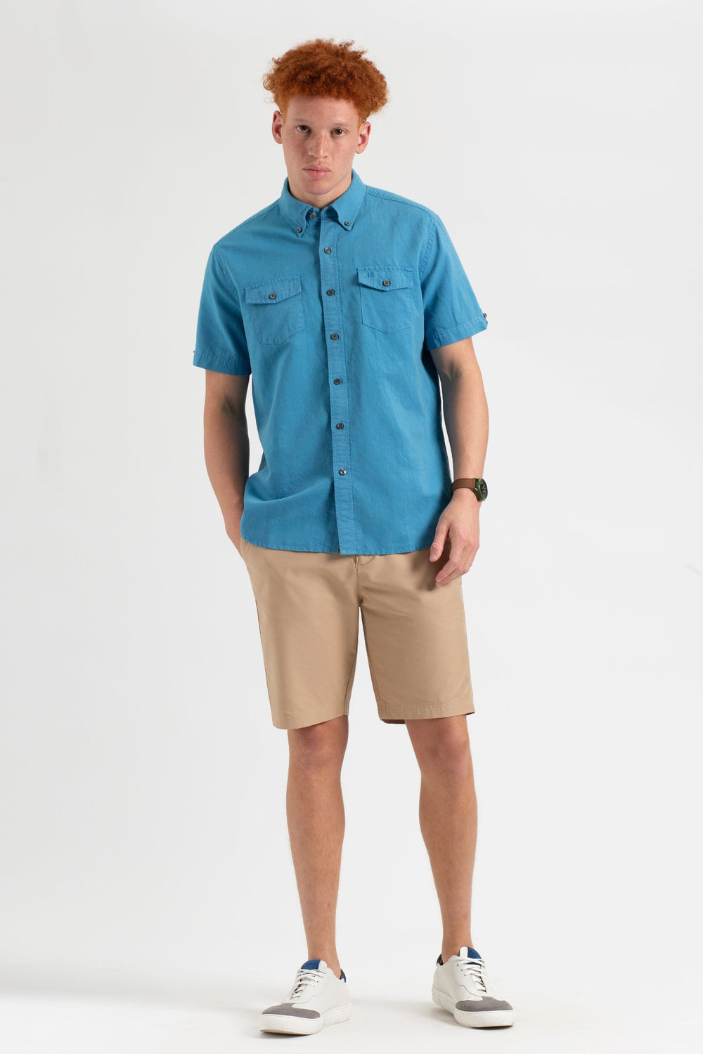 Camisas Ben Sherman Garment Dye Linen Azules | 693-DZSUGK