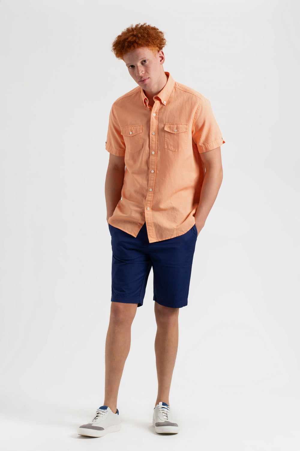 Camisas Ben Sherman Garment Dye Linen Naranjas | 013-FNQKVO