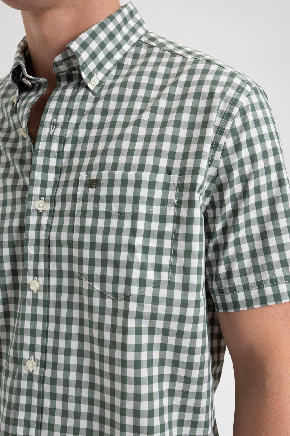 Camisas Ben Sherman House Poplin Gingham Verde Oliva | 579-NOAJDU