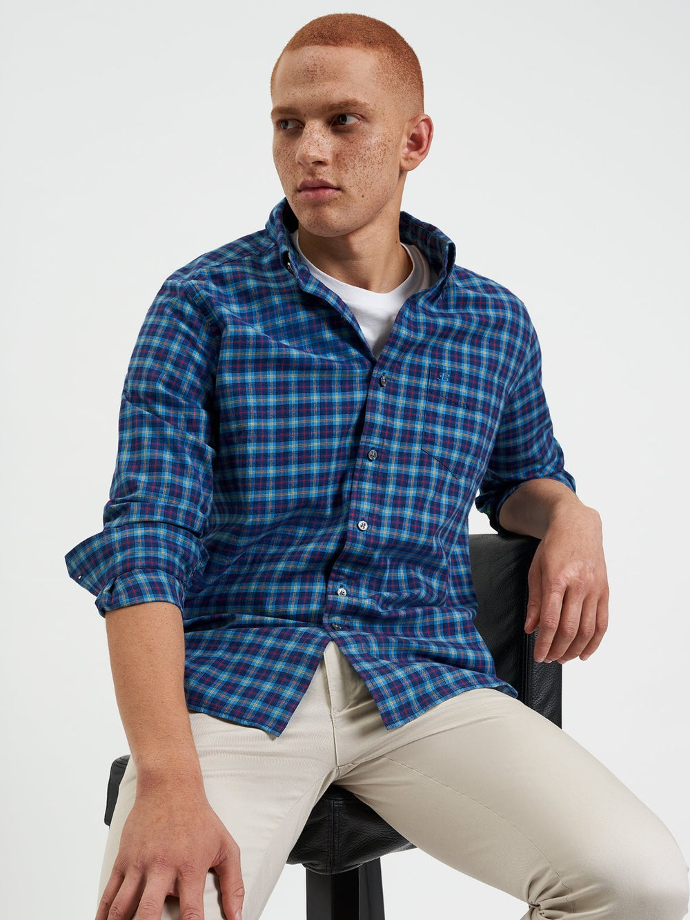 Camisas Ben Sherman House Tartan Twill Azul Marino | 297-QYLGVI