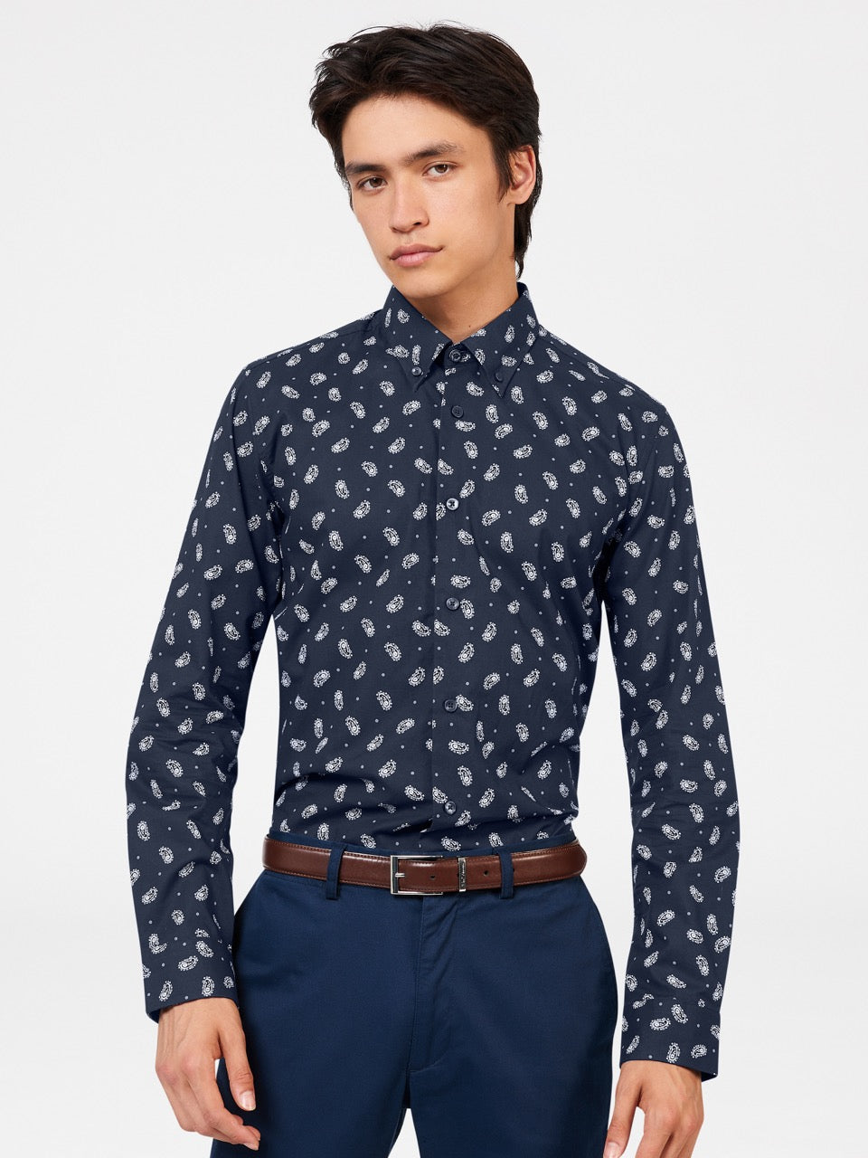 Camisas Ben Sherman Micro Paisley Azul Marino | 408-TLGOHP